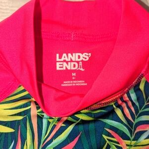Lands' End Pink and Tropical Swim Rash Guard Top